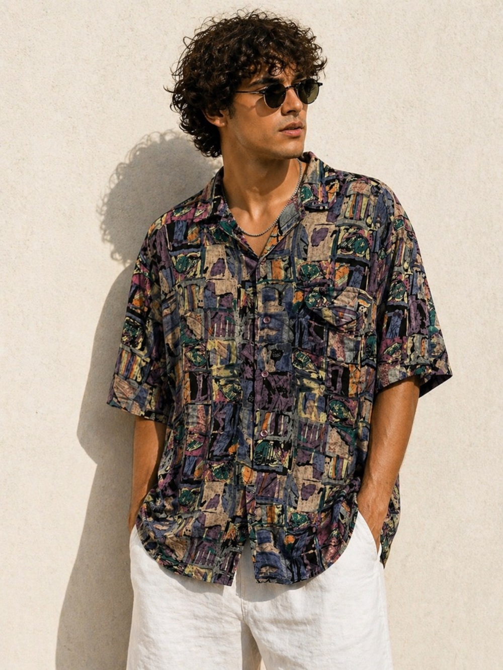 Vintage PROTEST Abstract Print Button Up Shirt | Size L